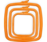 Nurge Square Embroidery Hoop - Plastic Cross Stitch Frame for Needlepoint & Embroidery - Adjustable Craft Hoop - Orange - Set of 3