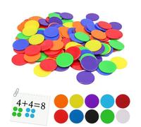 Nurhore 100 Pcs Colored Counting Bingo Chips, Colored Counters For Maths, Plastic Counters, for Bingo Games, Back to School Supplies, Teacher Supplies, Math Counting Education