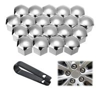 Nurhore 20Pcs Wheel Nut Cap Universal Tyre Nut Covers 19mm Hexagonal Wheel Nut Caps Bolt Covers Wheel Nut Covers Wheel Trims Wheel Bolt Nut Caps Covers for Cars (Silver)