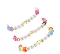 Nurhore 3 Pack Big Sis Bracelet for Little Girls, Adjustable Letter Friendship Bracelet Birthday Gifts Colorful Heart Wrists Charm Beads for Woman Toddler Children