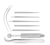 Nurhore 9 PCS Piercing Taper Kit, Stainless Steel Body Piercing Assistant Tool for Ear Nose, Curved Piercings Insertion for Putting Earrings in or Removing, Belly Button Insertion Pin Lip Eyebrow