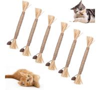 Nurhore Cat Toys Interactive for Indoor, 6pcs Natural Catnip Chew Sticks for Kitten Dental Treats, Cat Teeth Cleaning Grass Sticks to Relieve Stress, Cats Accessories Funny Teething Cleaning Product