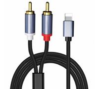 Nurhore RCA Aux Cable for iPhone, Lighting to RCA Audio Cable 2m | 2-Male Stereo Y Splitter Adapter, Audio Stereo Aux Cord for Theater Car Amplifier Speaker DJ Controller (200, Centimeters)