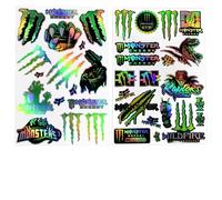 Nurila 2-Piece Monster Energy Sticker, Motorcycle Sticker, Waterproof Reflective Monster Sticker, Motorcycle, Car, Cool Racing Sticker for Motorcycles, Skateboards, Cars and Off-Road Bikes