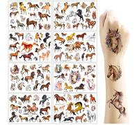 Nurila Horse Tattoos 8 Sheets, Children's Tattoos Horse Gift, Waterproof Temporary Horses Children's Tattoos Sticker Party Bag for Kids as Children's Birthday Girls Boys Teenagers