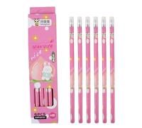 Nurila Pack of 6 Children's Pencils, Fruit Party Pencils with Eraser, Primary School Hb for School and Office, Children's Birthday Gifts, Cool School Supplies Boys and Girls (Pink)