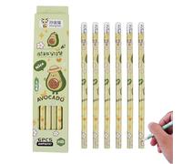 Nurila Pack of 6 Children's Pencils, Fruit Party Pencils with Eraser, Primary School Hb for School and Office, Children's Birthday Gifts, Cool School Supplies Boys and Girls (Green)