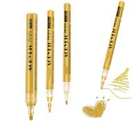 Nurila Set of 3 Acrylic Pens Gold, Gold Pen 0.7/1.0/2.0 mm, Golden Pen Strong Opaque Hand Lettering Set for DIY Projects, Stone Painting, Ceramic, Wood, Glass, Metal, Plastic