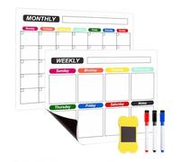 Nurila Weekly Planner, Magnetic Wipe Clean, Fridge Planner Set with Monthly Planner, Meal Planner Week Wipe-Clean, Household Plan, Whiteboard for Kitchen, Office, Includes 3 Pens and Sponge