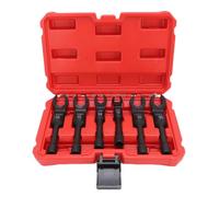 Nurnesy 6 Pc Crows Foot Line Wrench Set, 12 14 16 17 18 19mm, 3/8 Inch Drive, Alloy Steel Nut Tool Kit for Fuel Brake, Hydraulic Lines, Flex Head Crows Foot for Small Spaces