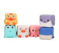 Nurnesy 6Pcs Bath Squirters Soft Building Blocks Animal Cube Toys for Kids, with Floating, Stackable, Squeeze, Safe Duck, Octopus, Penguin, Frog, for Easter Egg Fillers, Pinata