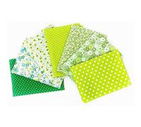 Nurnesy 7 Pcs DIY Sewing Kit Cotton Small Scraps Collection Plain Floral Fabric for Quilting,Sewing Projects,DIY Crafts (Green)