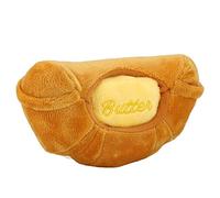 Nurnesy Croissant Plush Dog Toys Croissant Squeezable Plush Toys Croissant Stuffed Dog Toys with Removable Butter and BB Call Design for Dogs Puppies Cats Kittens