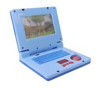 Nurnesy Kids Learning Laptop Toddler Educational Computer Baby Learning Toy with LED Music Sound Effects Mouse for Early Cognitive Development (Blue Non Retractable Mouse)