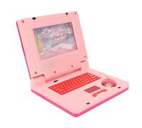 Nurnesy Kids Learning Laptop Toddler Educational Computer Baby Learning Toy with LED Music Sound Effects Mouse for Early Cognitive Development (P1nk Non Retractable Mouse)