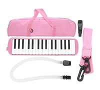 Nurnesy Melodica 32 Key Wind Piano Harmonica Keyboard Instrument for Beginners with Cornet Mouthpiece Compact Design Durable Bag ABS Material (P1nk)