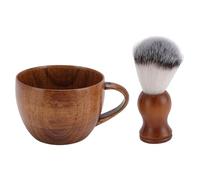 Nurnesy Men 2 PCS Shaving Brush Set - Premium Nylon Bristle & Elegant Wooden Bowl - Complete Grooming Kit for a Superior Shave