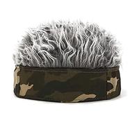 Nurnesy Men Short Wig Headband Men Artificial Wig Hat Camouflage Grey Adjustable Size Headband Wig for Parties Outdoor Activities with Soft Breathable Polyester Cotton Blend