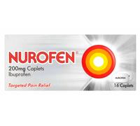 Nurofen Ibuprofen 200mg Tablets, 16 Caplets for Headache, Migraine, Back Pain, Cold & Flu Relief, 8-Hour Painkiller, Over-The-Counter Medication