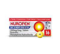 Nurofen Day & Night Cold & Flu Relief 200mg/5mg Tablets Ibuprofen, Pack Of 16