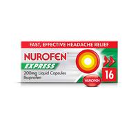 Nurofen Express Ibuprofen Liquid Capsules 200mg, 16 Count - Fast-Acting Relief for Period Pain, Headaches, Migraines, Cold & Flu Symptoms