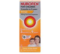 Nurofen For Children 3M-9Y, Kids Ibuprofen Orange 100 ml, Baby Teething Pain Relief, Cold Flu, Fast Acting, Up To 8 Hours, Fever Reducer, Child Medicine