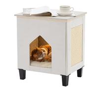 NUROMY Cat House for Indoor Condo for Cats, Cat Furniture with Large Area, Cat Scratching Pad, Hidden Cat Cave, Side Table and Table