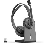 Nuroum HP31D(3rd Gen) Wireless Headset with Microphone, V5.4 Bluetooth Headset with Noise Cancelling Mics, Charging Base, Mute Button, USB Dongle for PC/Laptop/Phone for Zoom/Teams Calls/Skype/Office