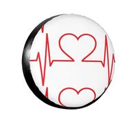 Nurse and Heart EKG Nursing Print Spare Tire Cover Wheel Protectors Waterproof Sunproof Tire Cover for Trailers Universal Fit for Trailer,RV,SUV,Crossover,Camper,Truck 14 inch