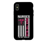 Nurse Back The Blue I've Got Your Six American Flag Case for iPhone X/XS