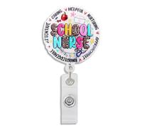 Nurse Badge Reel, Cute Badge Reel, Nurse Gifts, Gifts for Nurses, Cute Retractable Leopard Print School Nurses Back to School ID Holder, Gift for Nursing Student Rn LPN CNA Medical Worker