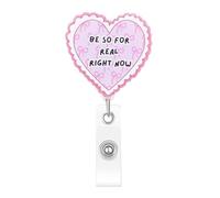 Nurse Badge Reel,Heart-Shaped Pink Bow Retractable Badge Holder for Work,Nurse Lanyard Clip Accessories Gift for Women Coworker Paramedic