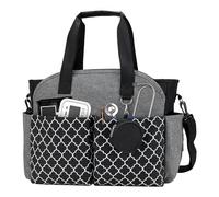 Nurse Bag for Work, Nurse Tote Bag, Nursing Bag with Multiple Pockets for Nurse and Working Women, grey/black, One Size
