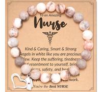 Nurse Bracelets as Nurse Practitioner Gifts for Women Nurse Gifts for Nurse Female Natural Stone Beaded Bracelet Nurse Appreciation Gifts Nurse Week Gifts Graduation Gifts for Nurse Practitioner, L
