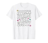 Nurse Brain On Empty Retro Coffee Slogan Graphic Value Graphic T-Shirt, Men, White, XL