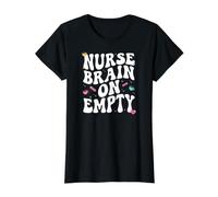 Nurse Brain On Empty Retro Coffee Slogan Graphic Value Graphic T-Shirt, Women, Black, XL