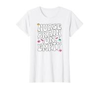 Nurse Brain On Empty Retro Coffee Slogan Graphic Value Graphic T-Shirt, Women, White, L
