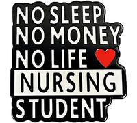 Nurse Brooch Pin No Sleep No Money No Life Nursing Student Funny Letter Enamel Pin Black Badge Decor Pins for Jackets Backpack Hat, Alloy Steel, no gemstone