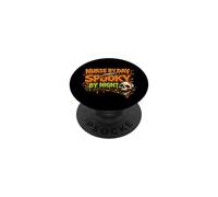 Nurse By Day Spooky By Night Halloween Nurse Funny PopSockets Adhesive PopGrip