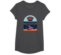 Nurse by Day Witch by Night Halloween Healthcare Humor T-Shirt, Girls, Dark Heather Grey, Medium