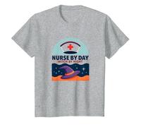 Nurse by Day Witch by Night Halloween Healthcare Humor T-Shirt, Kids, Heather Grey, 4 Years