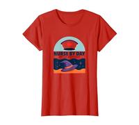 Nurse by Day Witch by Night Halloween Healthcare Humor T-Shirt, Women, Red, 3XL