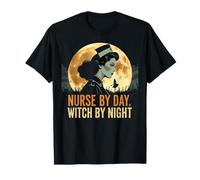Nurse By Day Witch By Night Vintage Noir Scene Halloween Top T-Shirt