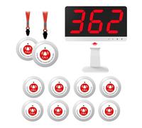 Nurse Call System,Wireless Caregiver Pager Calling System,1000ft, 10 Alert Emergency Call Button for Elderly with 1 Display Receiver for Medical Clinic Nurses Station Home Hospital Assisted Living