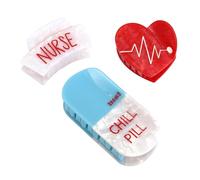 Nurse Cap Hair Claw Clip, Red Heart Claw Clip, Chill Pill Hair Claw Clip, Set of 3