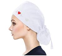 Nurse caps with sweatband and tie-back design on the back. Scrub Cap with Buttons Operating room hat beautician hat dust gourd hat.