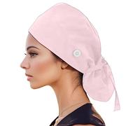 Nurse caps with sweatband and tie-back design on the back. Scrub Cap with Buttons Operating room hat beautician hat dust gourd hat.