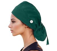 Nurse caps with sweatband and tie-back design on the back. Scrub Cap with Buttons Operating room hat beautician hat dust gourd hat.