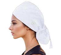 Nurse caps with sweatband and tie-back design on the back. Scrub Cap with Buttons Operating room hat beautician hat dust gourd hat.