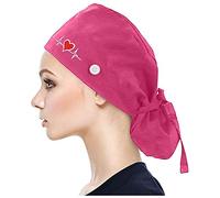 Nurse caps with sweatband and tie-back design on the back. Scrub Cap with Buttons Operating room hat beautician hat dust gourd hat.